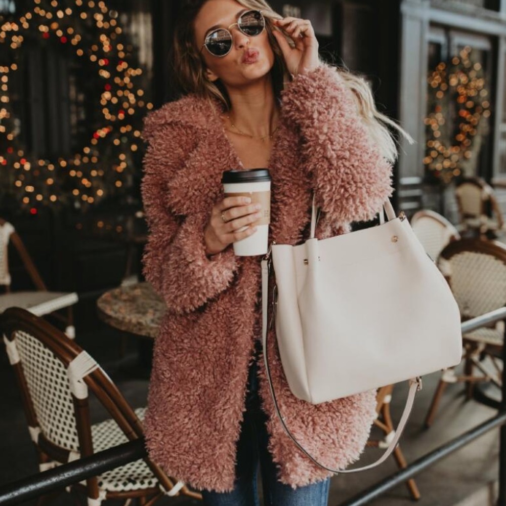 Now In! Misty Dust Fluffy Pink Loose Winter Coat - Picture 4 of 9